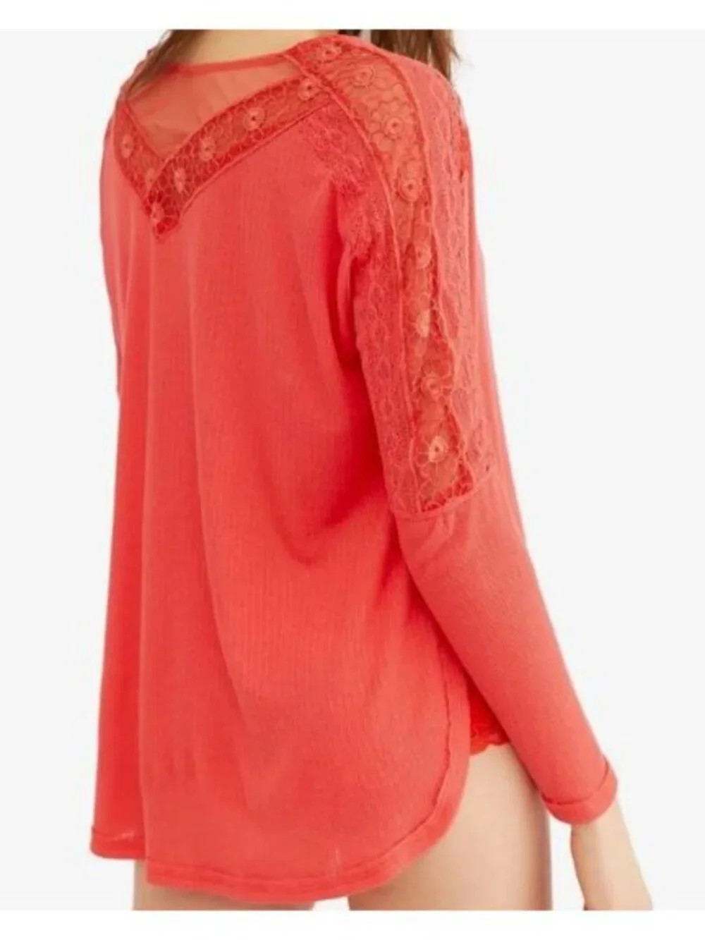 Free People Lola Long Sleeve Top in Rose Crimson